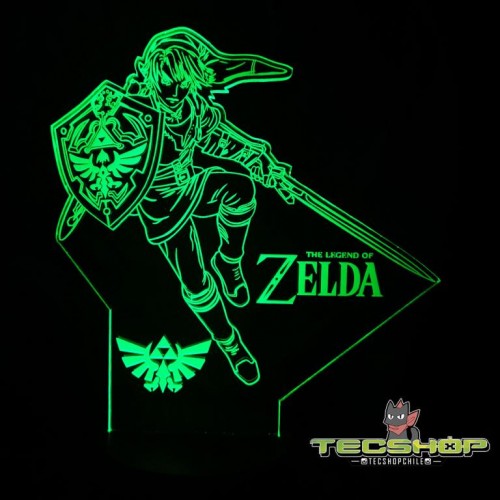 Lámpara Ilusión 3d Link Legend Of Zelda + Control Remoto