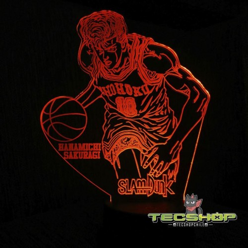 Lámpara Ilusión 3d Slam Dunk Hanamichi Sakuragi + Control Remoto