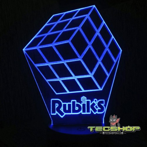 Lámpara Ilusión 3d Cubo Rubik + Control Remoto