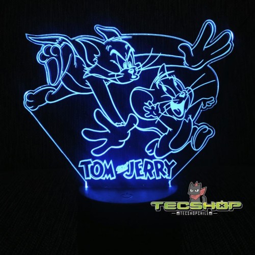 Lampara Led Ilusión 3d Tom Y Jerry+control Remoto