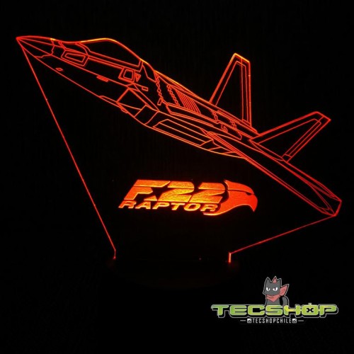 Lámpara Led Ilusión 3d F22 Raptor + Control Remoto