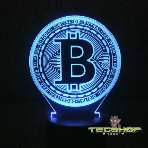 Lámpara Led Ilusión 3d Bitcoin+ Control Remoto