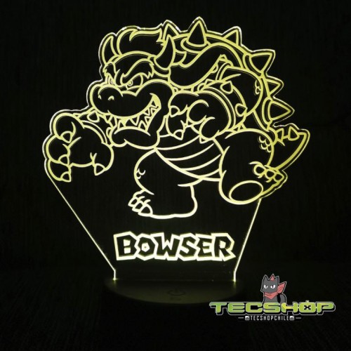 Lámpara Led Ilusión 3d Bowser + Control Remoto